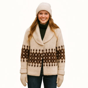 Vintage 70s/80s Iceland Wool Cardigan Sweater Scandinavian Heritage Knit Wear, M